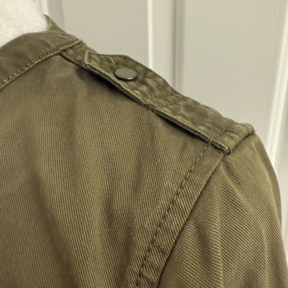 Talbots petites Olive Belted Ruffle Front Military Shirt Dress Size 4P - Picture 5 of 10
